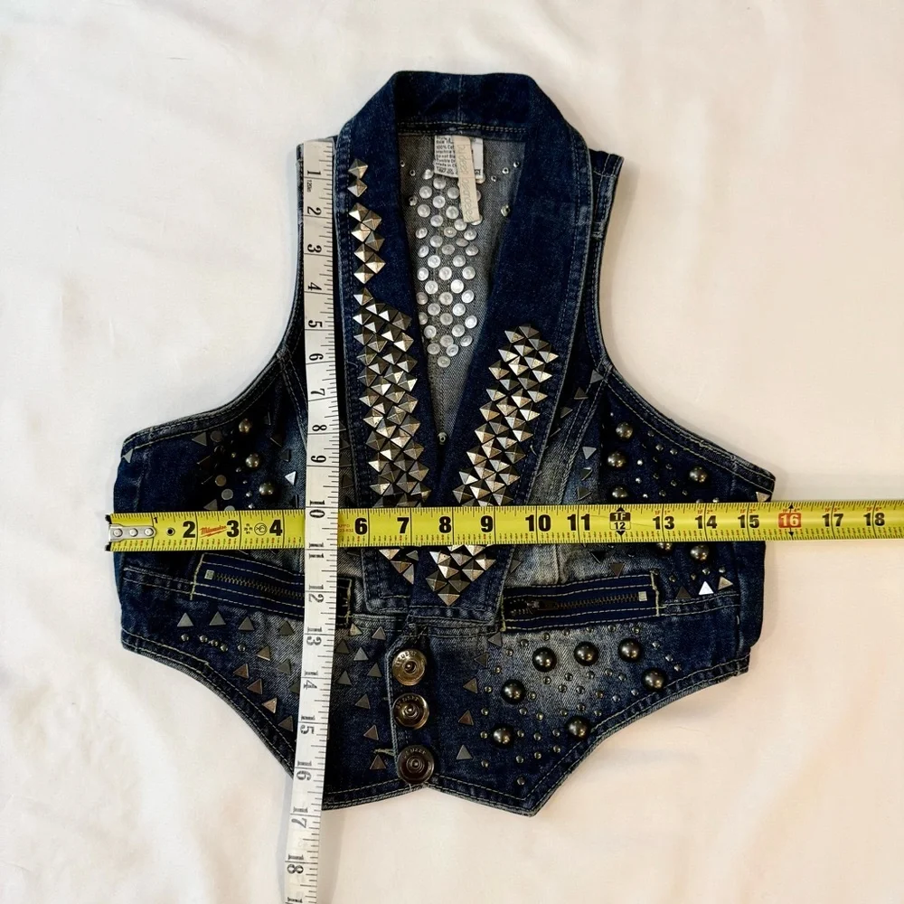 RARE By Deep Los Angeles HEAVILY Studded Denim Vest/Boutique Piece - Medium - Picture 5 of 9